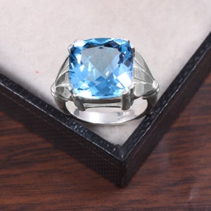Natural Blue Topaz, 925 Sterling Silver Topaz Ring, Gemstone Ring, Women&#39;s Ring, Gift For Wife, Blue Topaz Ring For Her
