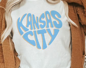 Kansas City T-Shirt Unisex | Retro Kansas City Shirt | Vintage Heart Graphic Tee | Midwest Pride Shirt | Kansas City Baseball | Game Day KC