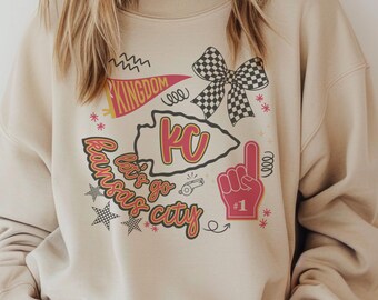 KC Football Sweatshirt | Kansas City Game Day Crewneck | Unisex Fan Apparel | Retro Sports Graphic Sweatshirt | Cozy Game Day T-shirt