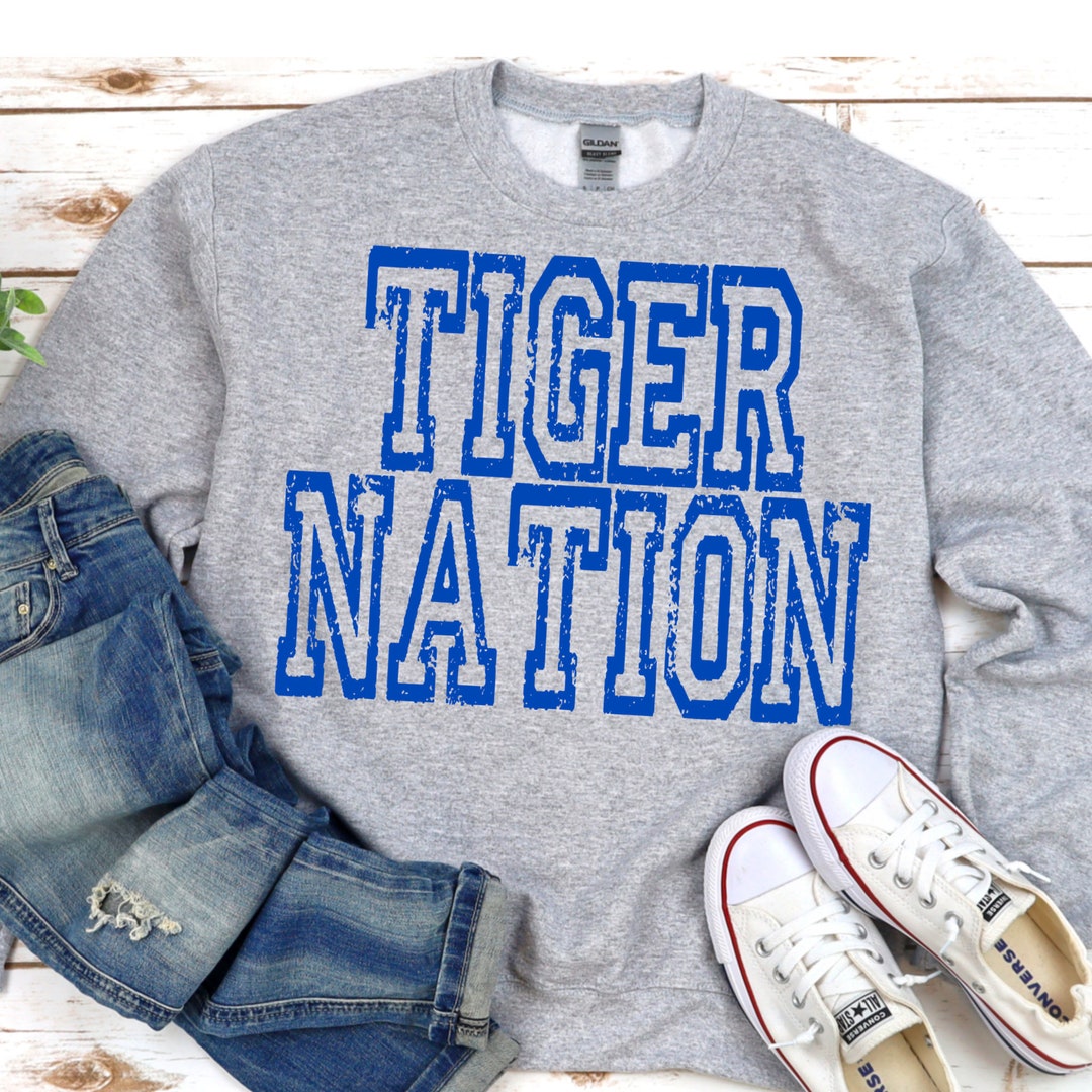 Tiger Nation, Blue Game Day Mascot Digital Design , Design Tshirt Making, Basketball Tshirt