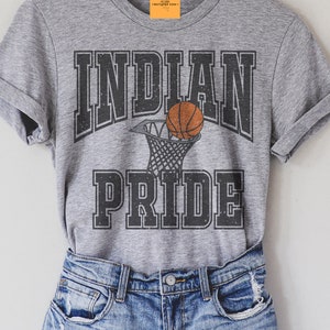 Indian Pride mascot, Indians basketball game day, tshirt, school spirit tshirt, cute mascot tshirt, Heather gray T-shirt