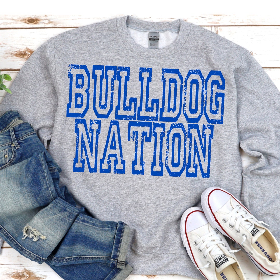 Bulldog Nation, Blue Game Day Mascot Digital Design , Design Tshirt Making, Basketball Tshirt