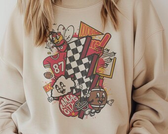 Kansas City Football Sweatshirt | Retro Game Day Crewneck | Unisex Fan Apparel | Vintage Style Graphic Sweatshirt | Cozy Game Day T-shirt