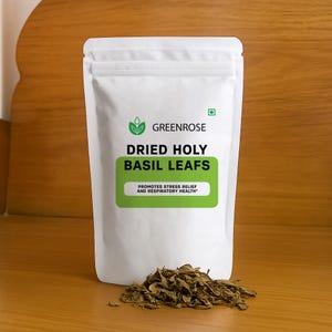 Organic Tulsi Leaves | Holy Basil (Ocimum Sanctum) – 100% Pure Dried Ayurvedic Herb for Tea, Skincare, Meditation | From India