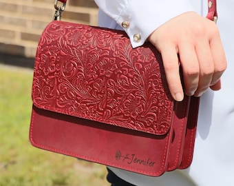 Purse Bag Personalized Leather with Custom Initial and Name options for MOTHER'S DAY GIFT