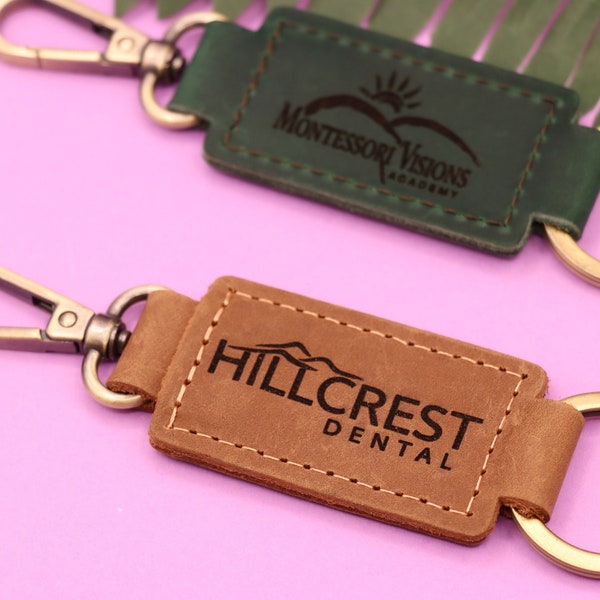 Business Logo Keychain, Custom leather Keychain