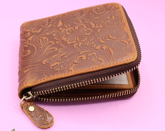 CARTERA DE CUERO, Cartera ZIPPER, Cartera de mujer, Cartera de cuero personalizada, Regalo de marido, Regalo de aniversario, Regalo para él, Regalo de novio