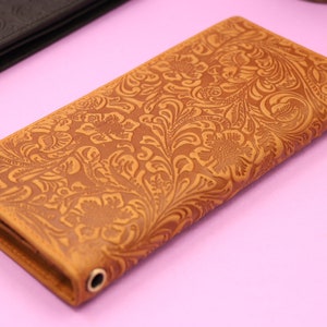 Cartera de cuero larga personalizada, Cartera de abrigo de hombre personalizada, Cartera larga de cuero grabada para mujer, Regalo de Navidad, Cartera para él