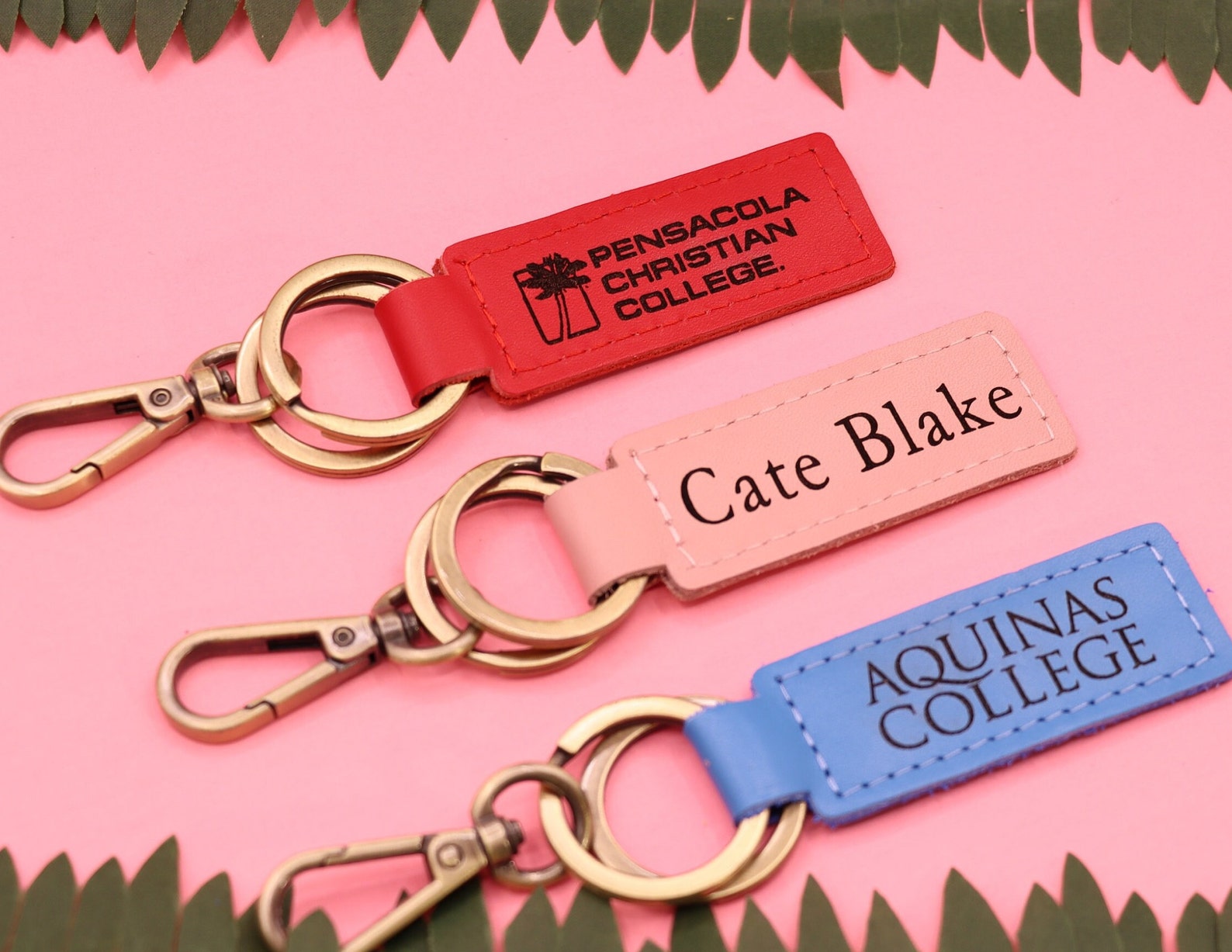COLLEGE Keychains, Personalized Keychains, Grad Gift Keychains, Leather ...