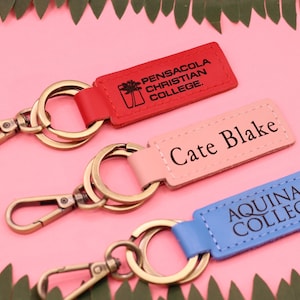 COLLEGE Keychains, Personalized Keychains, Grad Gift Keychains, Leather Keychains, University Keychains, Name Keychains, Initials Keychains