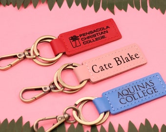 COLLEGE Keychains, Personalized Keychains, Grad Gift Keychains, Leather Keychains, University Keychains, Name Keychains, Initials Keychains