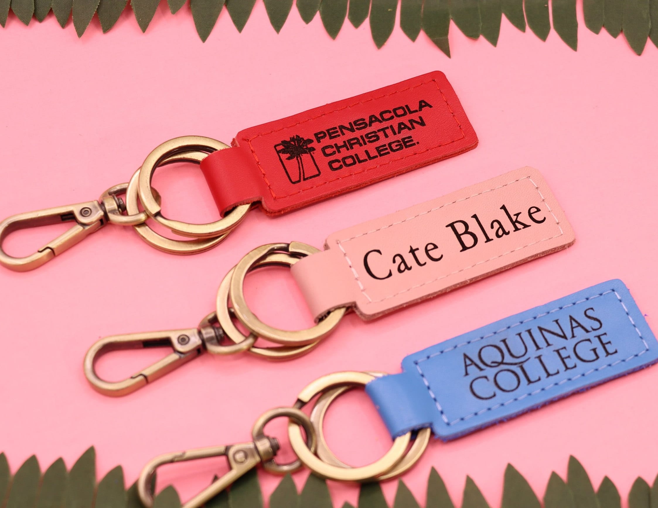 COLLEGE Keychains, Personalized Keychains, Grad Gift Keychains, Leather ...