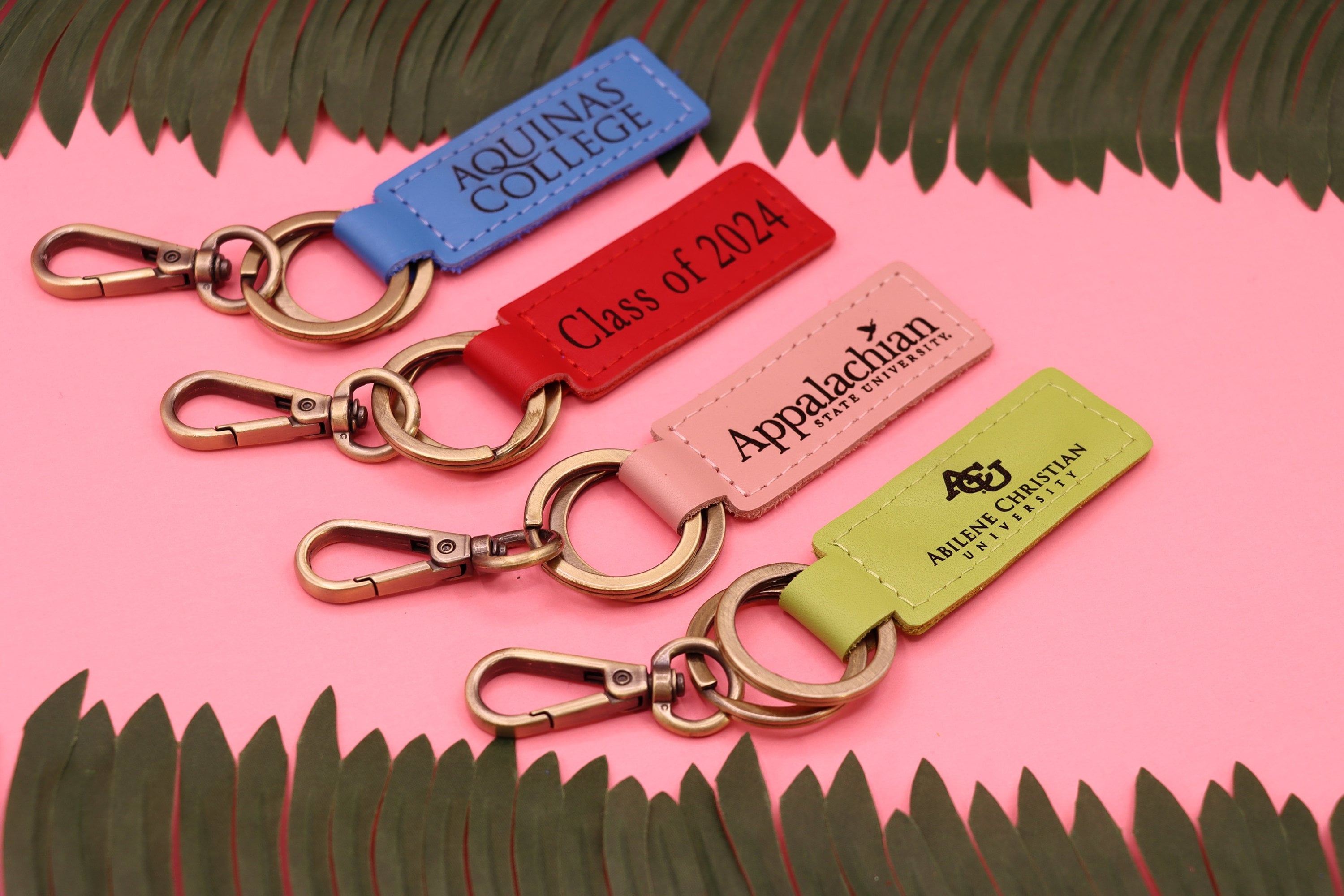 COLLEGE Keychains, Personalized Keychains, Grad Gift Keychains, Leather ...