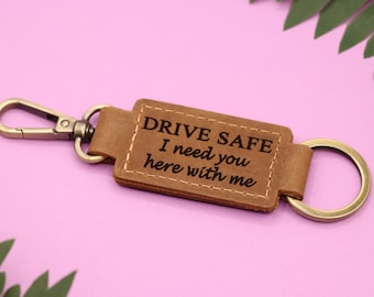 Drive Safe I Love You Customizable Initial Hand Stamped Heavy Duty Leather Travel key chain Best Friend/Boyfriend/Girlfriend / Nurse