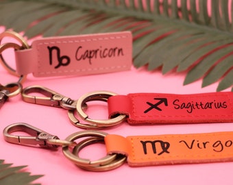 Zodiac Keychain - Zodiac Astrology Constellation Horoscope Jewelry for Women - Aquarius Pisces Aries Gemini Cancer Leo Virgo Libra Scorpio