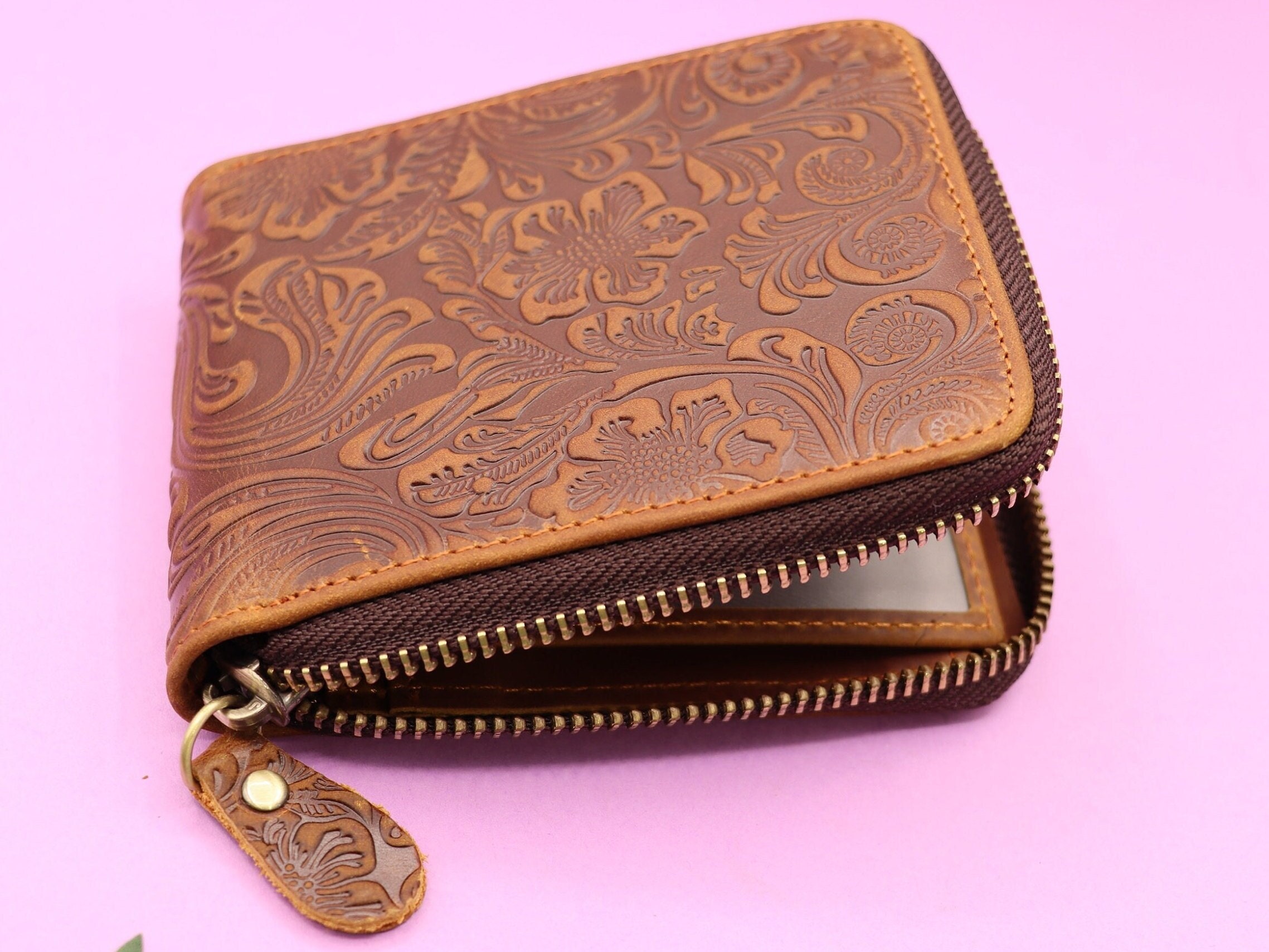 ZIPPER WALLET, Leather Wallet, Personalize Leather Wallet, Zipper