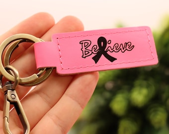 Breast Cancer Pink Ribbon Keychain, Breast Cancer Awareness Warrior Keychain, Personalized Pink Keychain, Breast Cancer Awareness Month