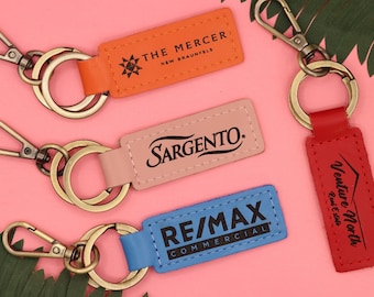 Business Logo Keychain, Custom leather Keychain