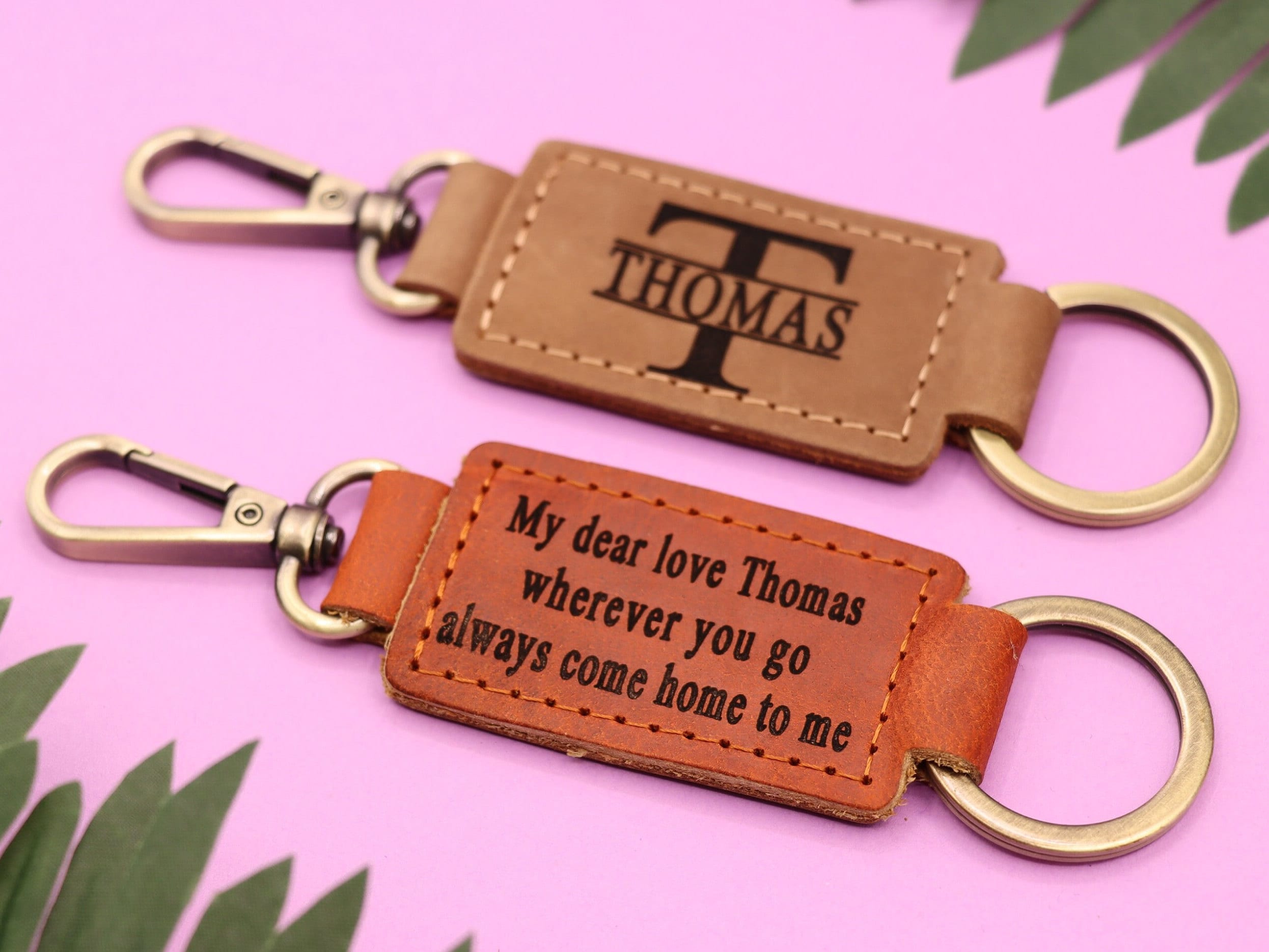 Personalized Leather Keychain, Customized Keychain, Custom Leather Key ...