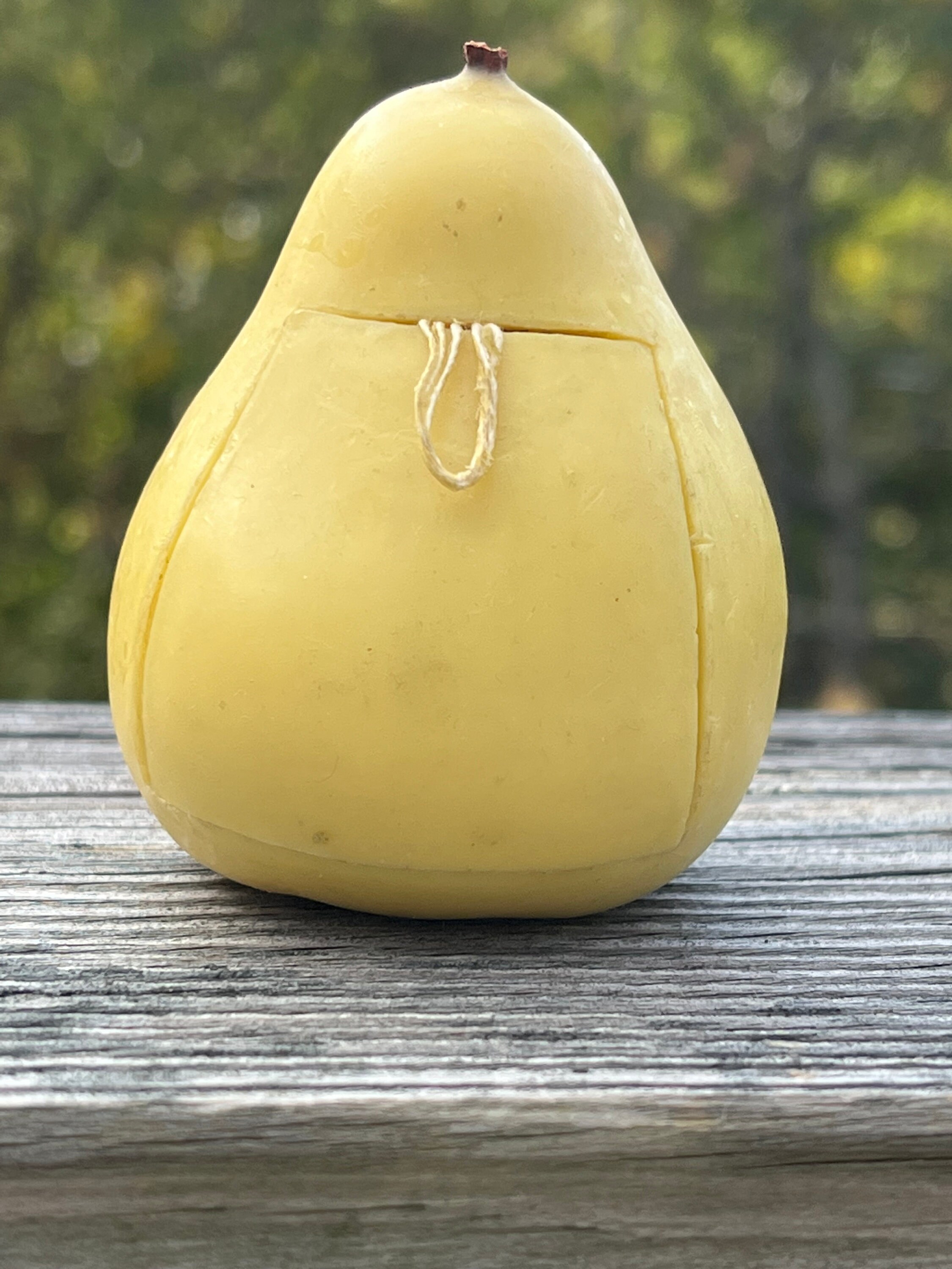 Antique Germany Folk Art Wax Miniature Pear Christmas Ornament With