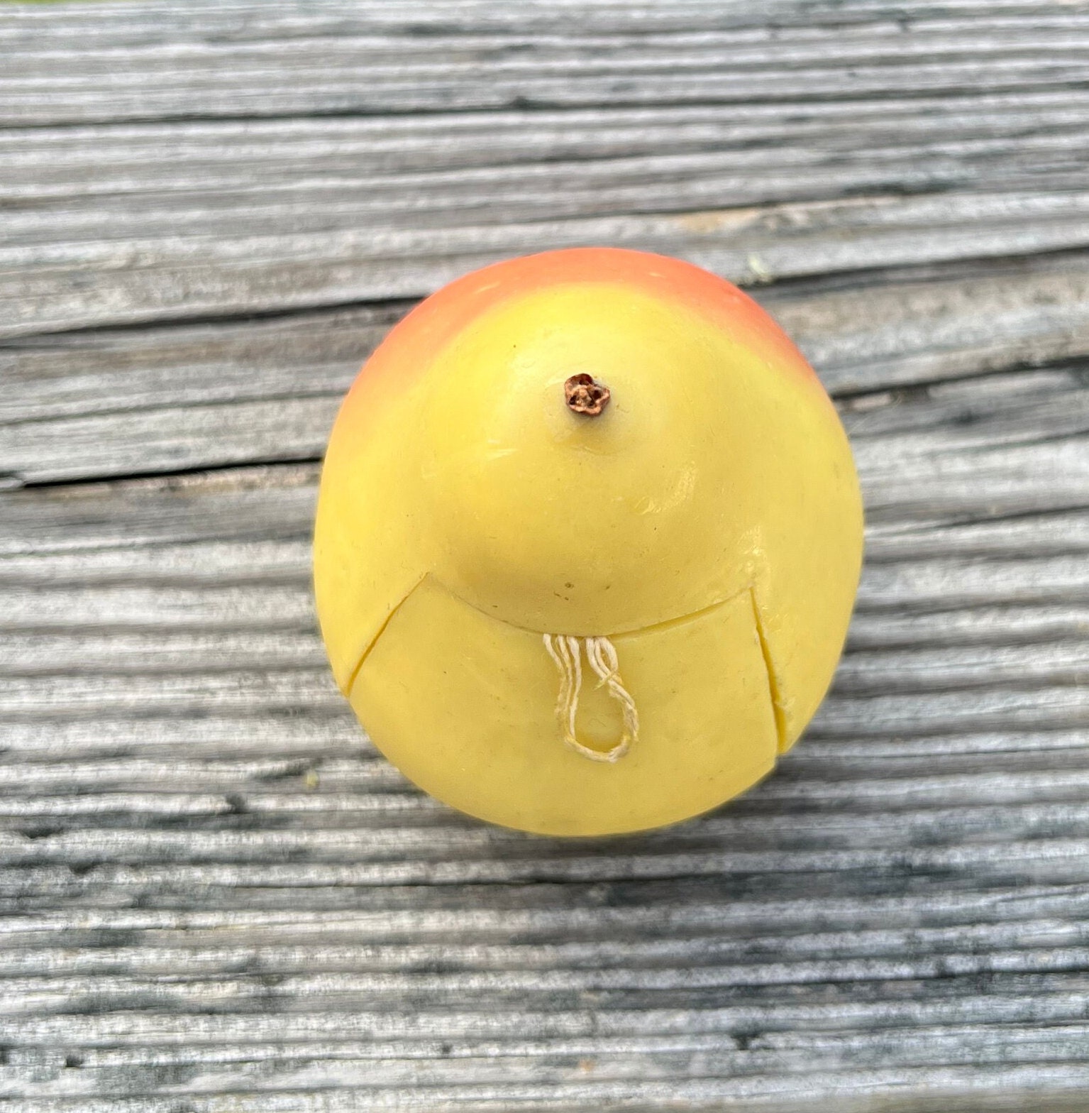 Antique Germany Folk Art Wax Miniature Pear Christmas Ornament With