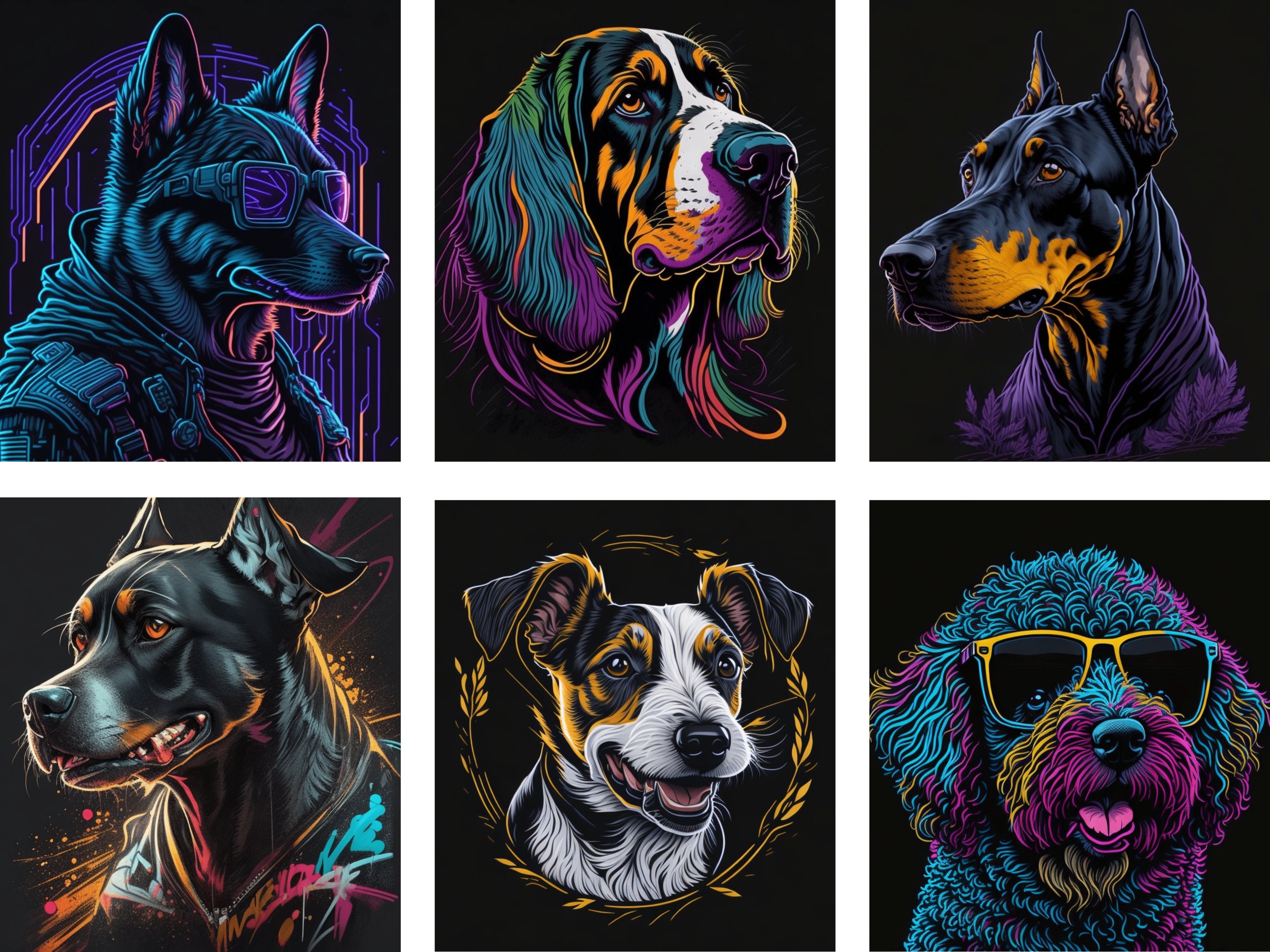 100 T-shirt Designs Midjourney Prompts Dog AI Art - Etsy