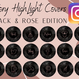 140+ Instagram Story Highlight Covers Black & Rose, Instagram Highlights, Instagram Icon, Minimalist Story Icons, IG Story Icons, IG covers