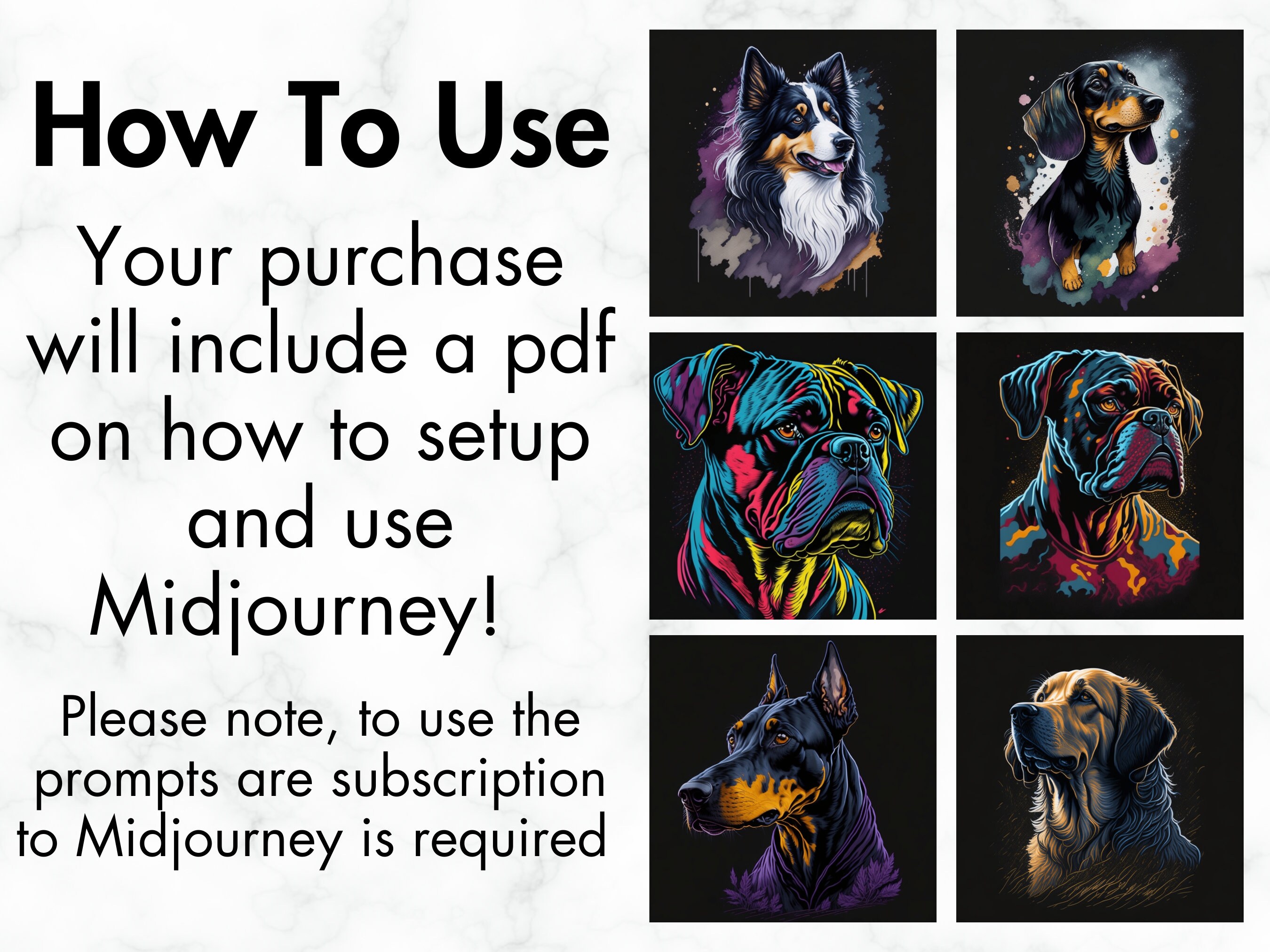 100 T-shirt Designs Midjourney Prompts Dog AI Art - Etsy