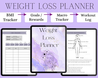 Weight Loss Planner, Digital Planner, GoodNotes Planner, Daily Planner Weekly Planner, iPad Planner, Digital Purple Planner, Weight Loss PDF