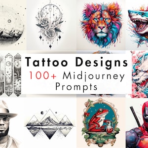 50+ Midjourney Tattoo Prompts, Midjourney, AI Art, Midjourney Prompt, Tattoo Design Ideas, Printable Tattoo Artwork, Digital Art