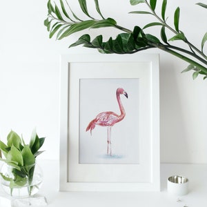 Flamingo Watercolor, Bird Photography, Bird, Nature Print, Tropical Wall Art, Wildlife Photo, Pink Bird, Beach Decor, Nursery Decor image 3