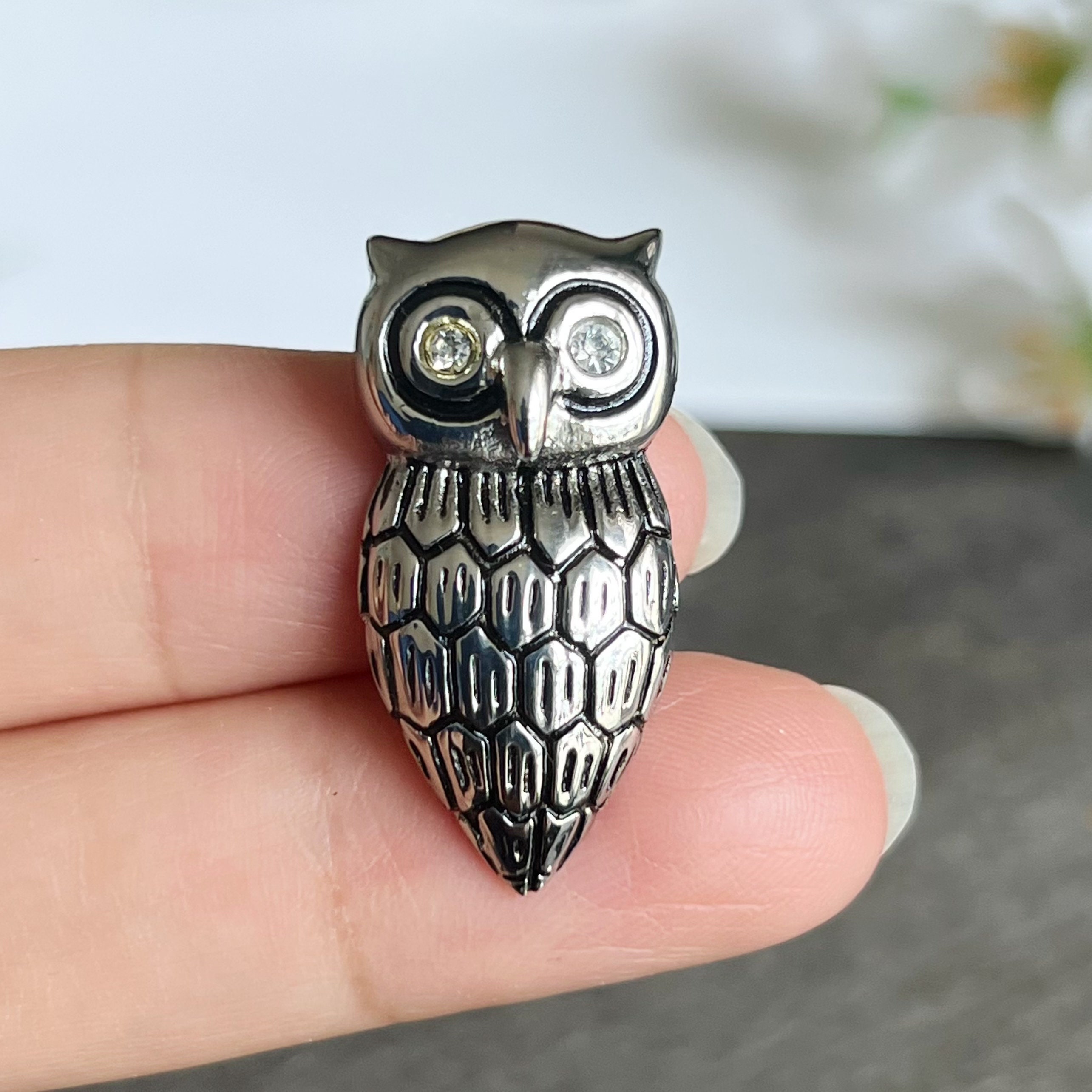 1pc Stainless Steel Little Owl Pendant-Bird Unisex Necklace Pendant-Animal Themed Jewelry Supply