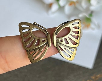 2 Pairs Brass Antique Bronze Butterfly Charm Findings-Butterfly Connectors Links Jewelry Making Accessory Supply