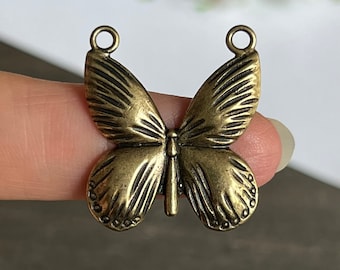 5pcs Brass Antique Bronze Butterfly Charm Findings-Butterfly Jewelry Making Accessory Supply
