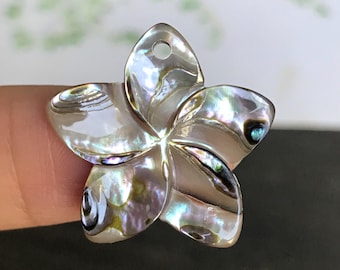 25mm Rustic Style Abalone Shell Plumeria Flower Bead
