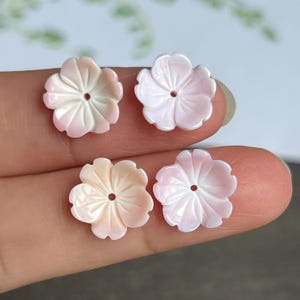 10pcs 12mm Queen Conch 5 Petals Flower Bead-Carved Pink Shell MOP Bowl Shaped Flower Jewelry Making Supply