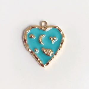 1 Stück Edelstahl Blau Herz Charm - Blau Emaille Halskette Anhänger - Add on Charm