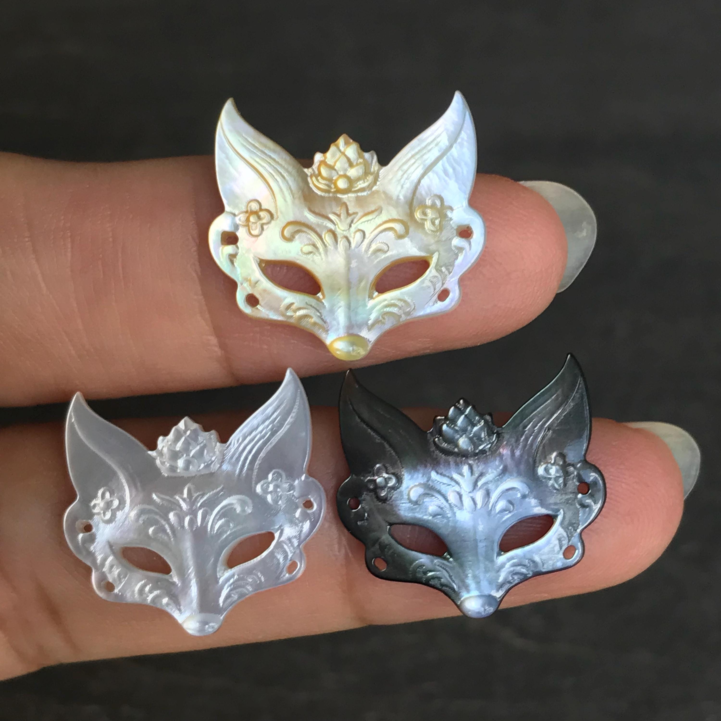 Mother of Pearl Fox Mask Bead: MOP Animal Head Charm - Etsy