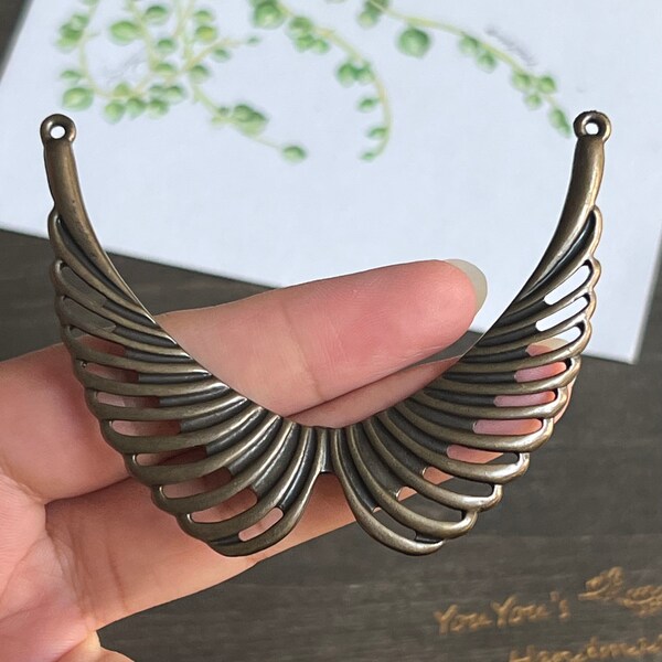 1pc Large Wings Pendant in Antique Bronze Finish-Handmade Jewelry Supply