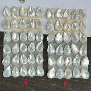 30 petits cabochons en nacre 8 x 12 mm - Cabochons goutte d'eau en nacre naturelle