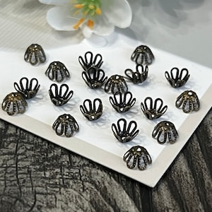 100pcs Brass Bendable Tulip Shaped Bead Caps in Antique Bronze Finish-Jewelry Making Supply