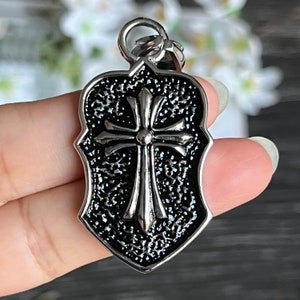 1pc 316L Stainless Steel Cross Tag Pendant-Trendy Men&#39;s Necklace Pendant Charm-Jewelry Making Supply