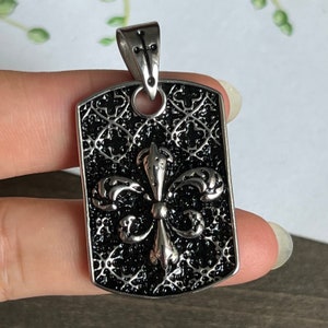 1pc 316L roestvrij staal Fleur de Lis rechthoek tag hanger-trendy heren ketting hanger charme-sieraden maken aanbod