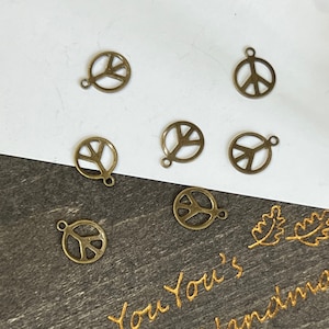25pcs Tiny Thin Brass Peace Charms For Jewelry Making,Embellishments,Collages,Scrapbooking