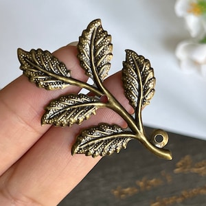 8pcs Brass Antique Bronze Large Thin Leafy Stamping Charm Findings-Leaf Jewelry Making Accessory Supply