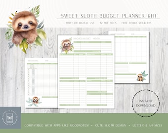 Cute Sloth Budgeting Set! Cash Stuffing, Budget Planner, Print & Digital, Budgeting Sheets