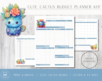 Cute Cactus Budgeting Set! Cash Stuffing, Budget Planner, Print & Digital, Budgeting Sheets