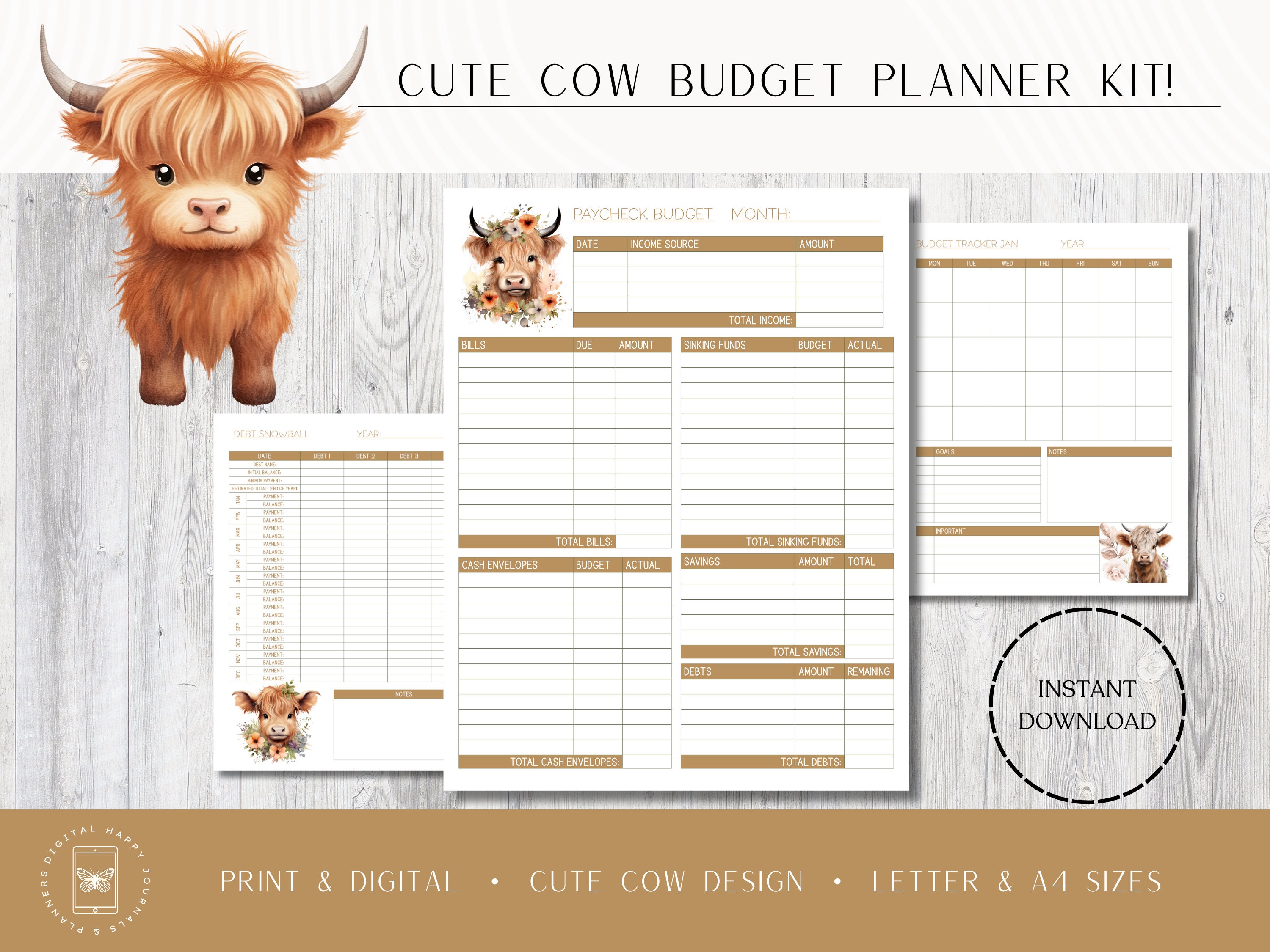 Cow Print Full Box Journaling and Planner Stickers - B – Cricket