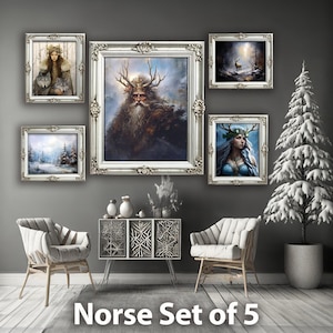 Norse | Set of 5 | Norse Pagan | Norse Mythology | Norse Art | Norse Decor | Wall Norse Decor | Norse Mythology Gift | Wall Art Set of 5