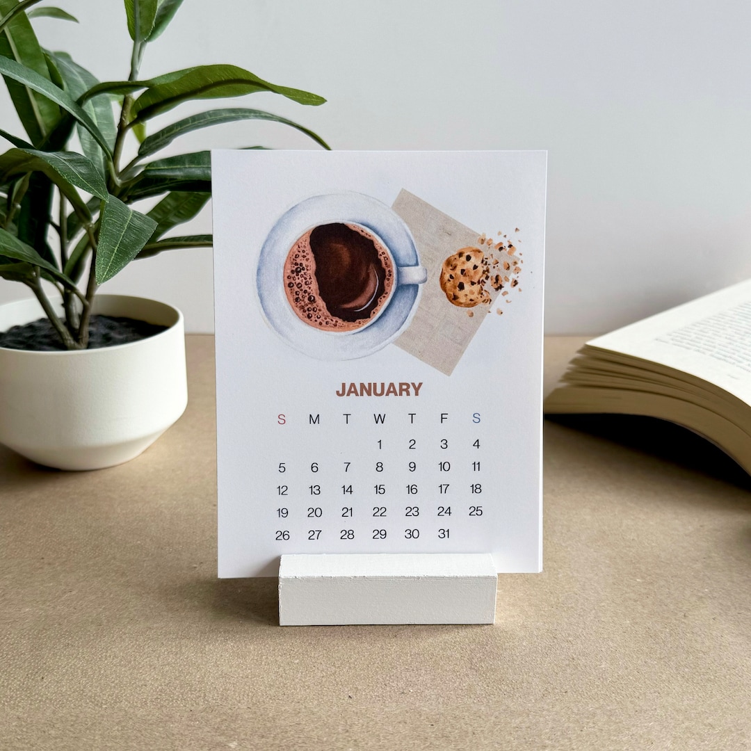 2025 Coffee Desk Calendar Monthly Calendar Illustrated 12 Month
